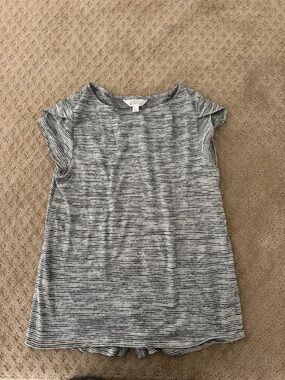 Market & Spruce Women's Short Sleeve Striped Tee - Gray & White
